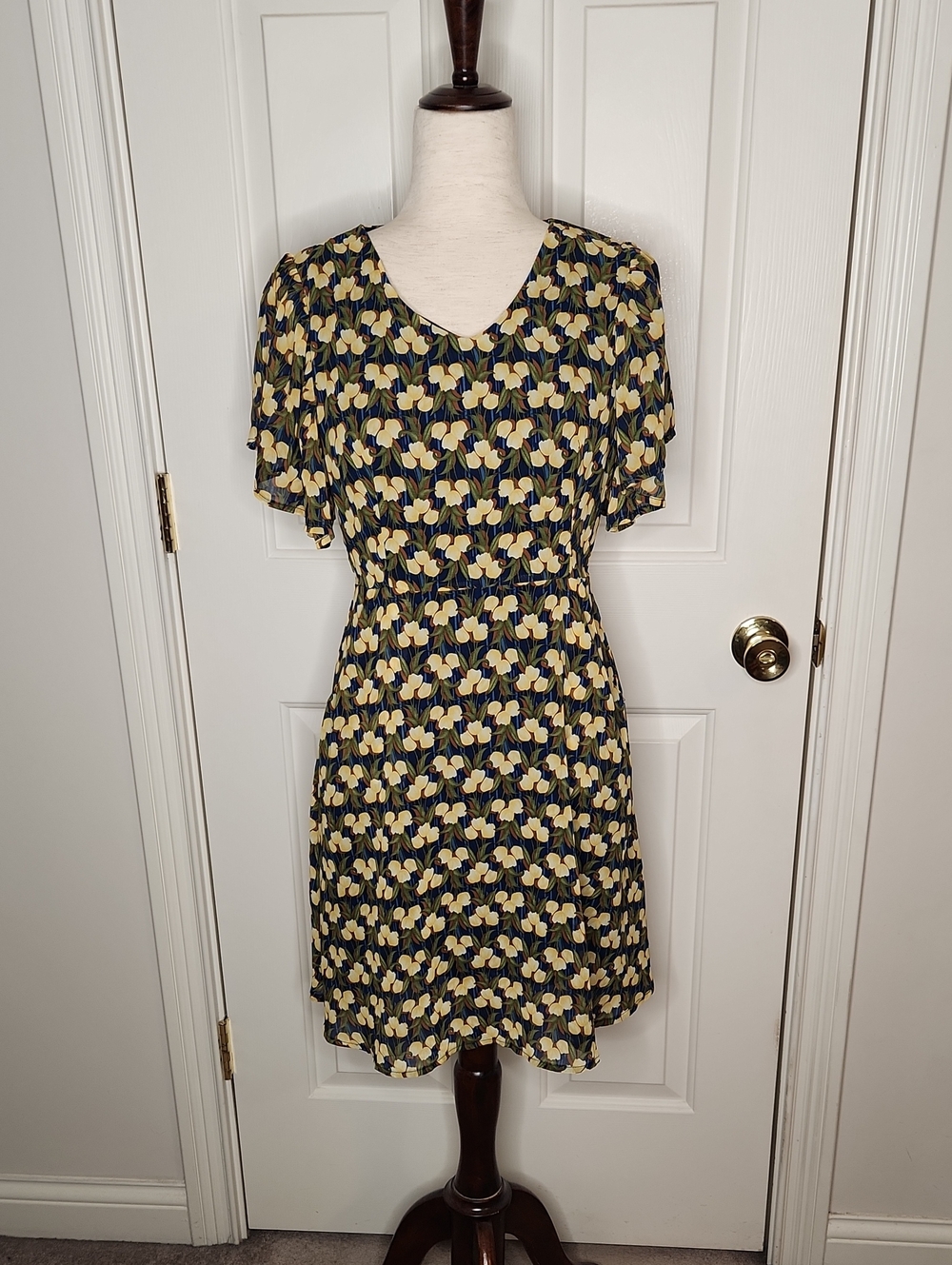 SM Wardrobe Navy Tulip Print Dress Size S